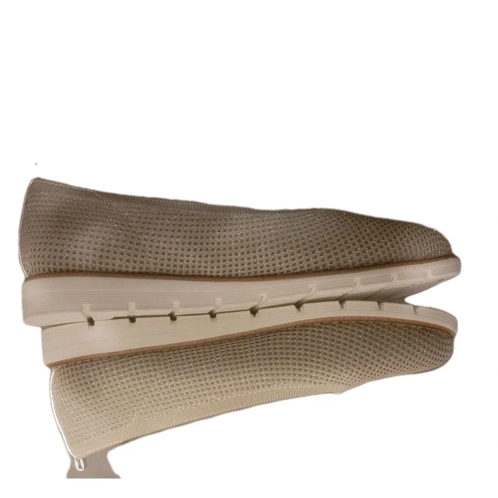 NEW EASY SPIRIT FLEX TECH Women's KELLINA ALMOND KNIT‎ GOLD BALLET FLATS